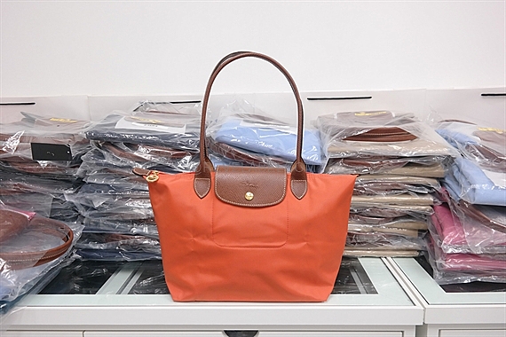 longchamp le pliage orange bag